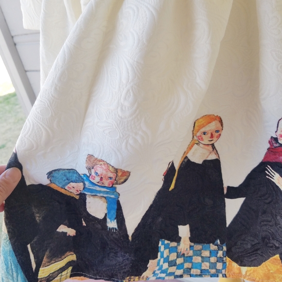 Chun Mei Na Beautiful Watercolor Art Graphic Print Mini Dress 3/4 Sleeves S 4 6 - Picture 7 of 8